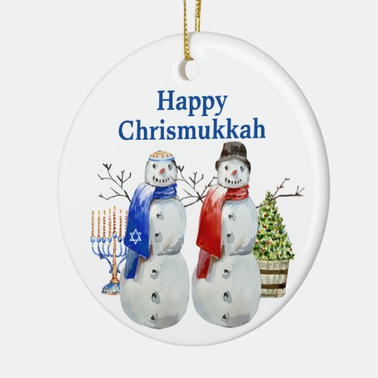 Hanukkah Snowman Kerstmis Chrismukkah Keramisch Ornament (Links)