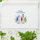 Hanukkah Snowman Kerstmis Chrismukkah Theedoek (Gevouwen)