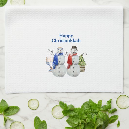 Hanukkah Snowman Kerstmis Chrismukkah Theedoek (Gevouwen)