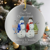 Hanukkah Snowman Kerstmis Onze eerste Chrismukkah  Keramisch Ornament