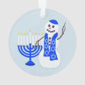 Hanukkah Snowman Menorah Chrismukkah Keepomwille Ornament (achterkant)