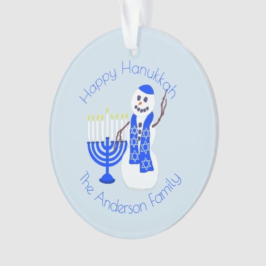 Hanukkah Snowman Menorah Chrismukkah Keepomwille Ornament (voorkant)