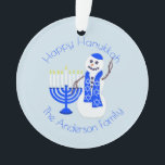 Hanukkah Snowman Menorah Chrismukkah Keepomwille Ornament<br><div class="desc">Geef een kant van deze Hanoekasnowman en Menorah een persoonlijke naam. Één kant heeft een cirkel van tekst waar u de formulering aan uw harteninhoud kunt aanpassen en personaliseren: voeg het jaar toe dat je getrouwd was, de eerste Hanukkah-sieraad van creëer een baby of een gepersonaliseerd cadeau voor een vriend....</div>