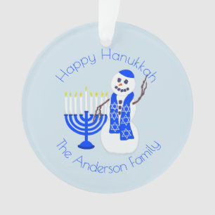 Hanukkah Snowman Menorah Chrismukkah Keepomwille Ornament