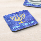 Hanukkah Snowstorm Menorah Bier Onderzetter (Linkerzijde)