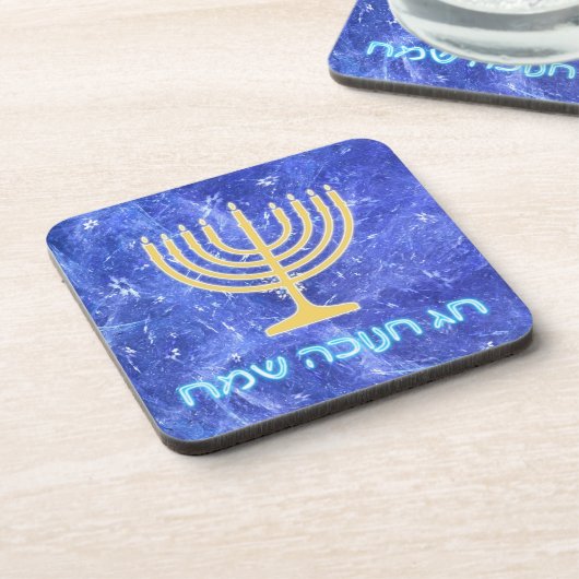 Hanukkah Snowstorm Menorah Bier Onderzetter (Linkerzijde)