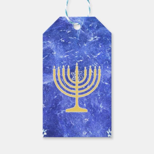 Hanukkah Snowstorm Menorah Cadeaulabel (Voorkant)