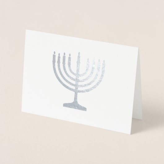 Hanukkah Snowstorm Menorah Folie Kaarten (Voorkant)