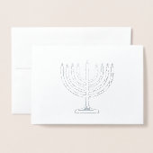 Hanukkah Snowstorm Menorah Folie Kaarten (Voorkant met envelop)