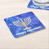 Hanukkah Snowstorm Menorah Kartonnen Onderzetters (Schuin)