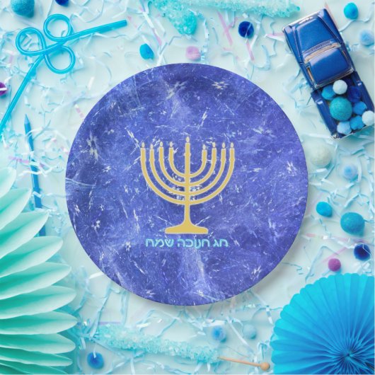 Hanukkah Snowstorm Menorah Papieren Bordje (Feest)