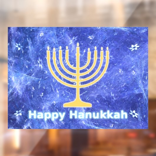 Hanukkah Snowstorm Menorah Raamsticker (Vel 2)
