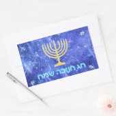 Hanukkah Snowstorm Menorah Rechthoekige Sticker (Envelop)