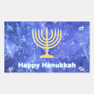Hanukkah Snowstorm Menorah Rechthoekige Sticker