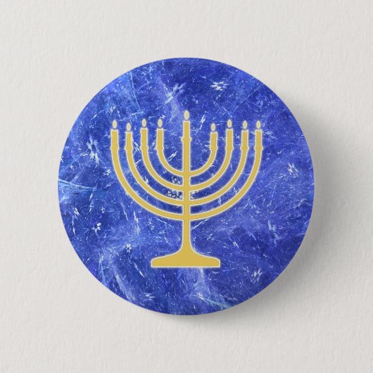 Hanukkah Snowstorm Menorah Ronde Button 5,7 Cm (Voorkant)