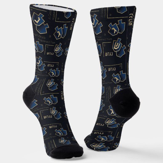 Hanukkah Socks "Navy Dreidels" Sokken (Gebogen)