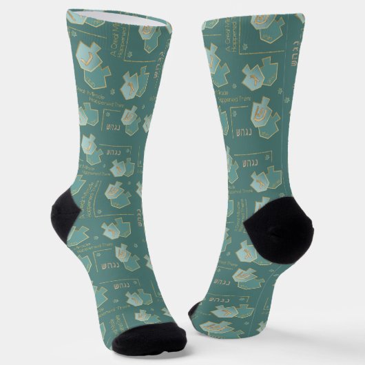Hanukkah Socks "Teal Dreidels" Sokken (Gebogen)