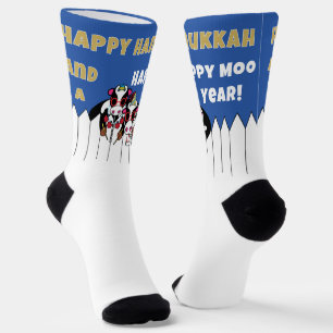 Hanukkah-sokken "Gelukkig MOO-jaar" Sokken