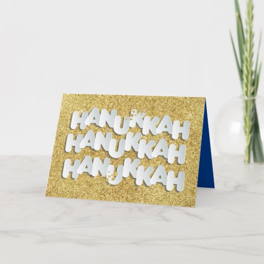 Hanukkah Sparkle Gold Stars Wenskaart Feestdagen Kaart (Voorkant)