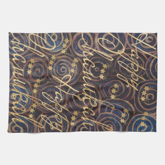 Hanukkah Spinning Golds Theedoek (Horizontaal)