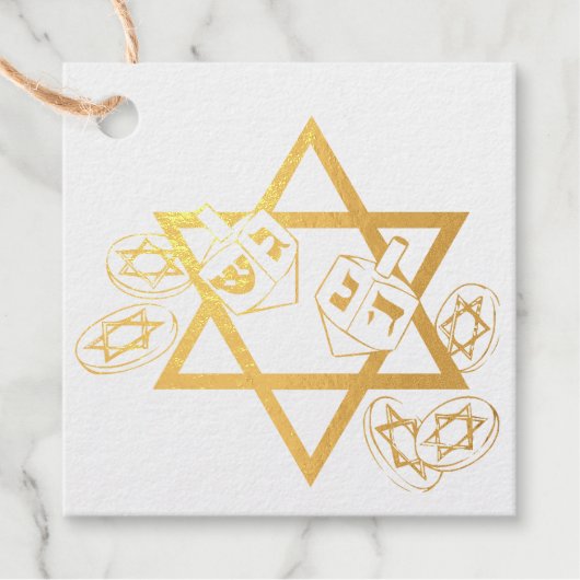 Hanukkah Star en Dreidels Bedankjes Labels (Voorkant)