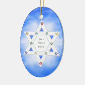 Hanukkah Star en Snowflakes Blue voor foto Keramisch Ornament (Links)