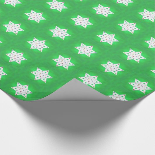 Hanukkah Star en Snowflakes Green Cadeaupapier (Hoek)