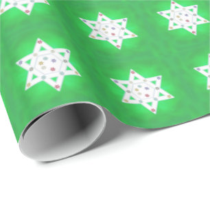 Hanukkah Star en Snowflakes Green Cadeaupapier