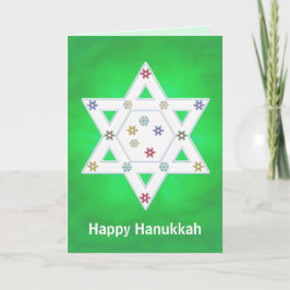 Hanukkah Star en Snowflakes Green Feestdagen Kaart