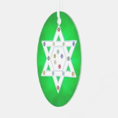 Hanukkah Star en Snowflakes Green Metalen Ornament (Voorkant links)