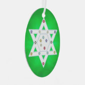 Hanukkah Star en Snowflakes Green Metalen Ornament (Voorkant Rechts)