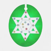 Hanukkah Star en Snowflakes Green Metalen Ornament (Achterkant)