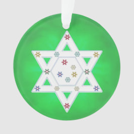 Hanukkah Star en Snowflakes Green Ornament