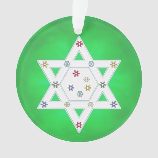 Hanukkah Star en Snowflakes Green Ornament (voorkant)