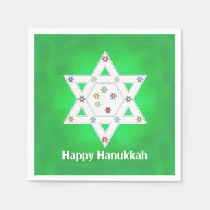 Hanukkah Star en Snowflakes Green Servetten