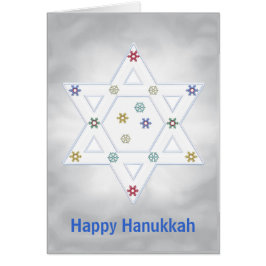 Hanukkah Star en Snowflakes Grey Holiday Kaart