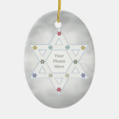 Hanukkah Star en Snowflakes Silver voor foto Keramisch Ornament (Voorkant)