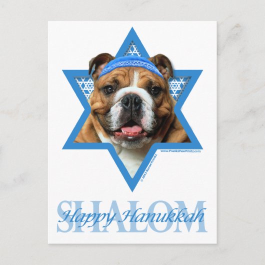 Hanukkah Star of David - Bulldog Feestdagenkaart (Voorkant)