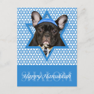 Hanukkah Star of David - French Bulldog - Teal Feestdagenkaart
