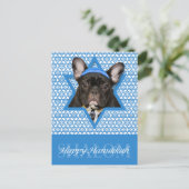 Hanukkah Star of David - French Bulldog - Teal Feestdagenkaart (Staand voorkant)