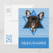 Hanukkah Star of David - French Bulldog - Teal Feestdagenkaart (Voorkant / Achterkant)