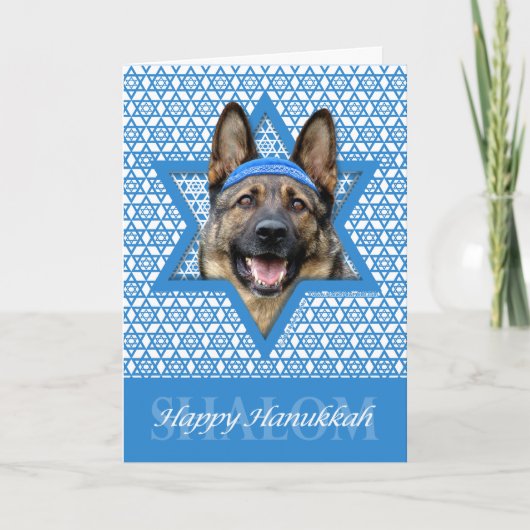 Hanukkah Star of David - German Shepherd Feestdagen Kaart (Voorkant)