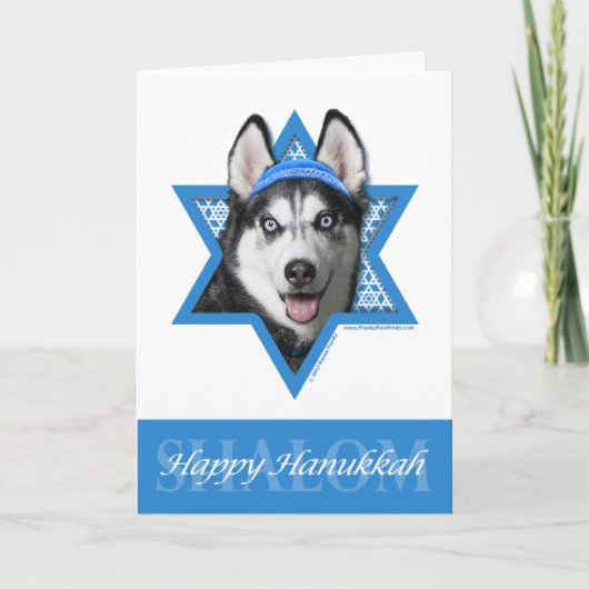 Hanukkah Star of David - Siberian Husky Feestdagen Kaart (Voorkant)