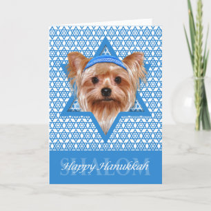 Hanukkah Star of David - Yorkshire Terrier Feestdagen Kaart