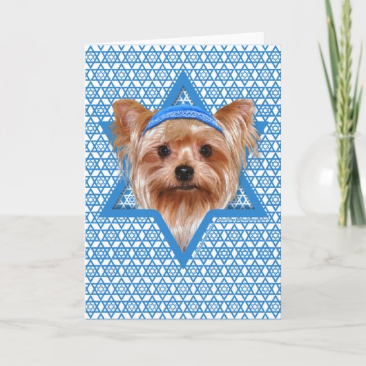 Hanukkah Star of David - Yorkshire Terrier Feestdagen Kaart (Voorkant)