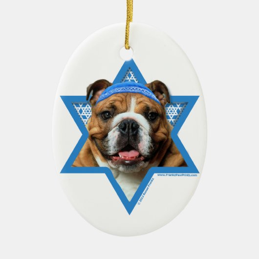 Hanukkah Star van David - Bulldog Keramisch Ornament (Voorkant)