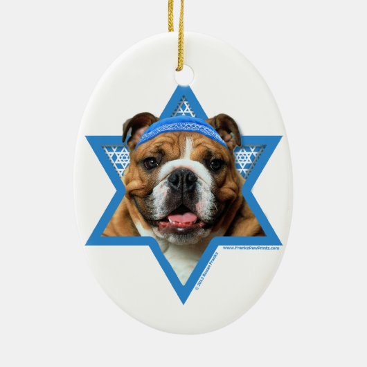 Hanukkah Star van David - Bulldog Keramisch Ornament (Achterkant)