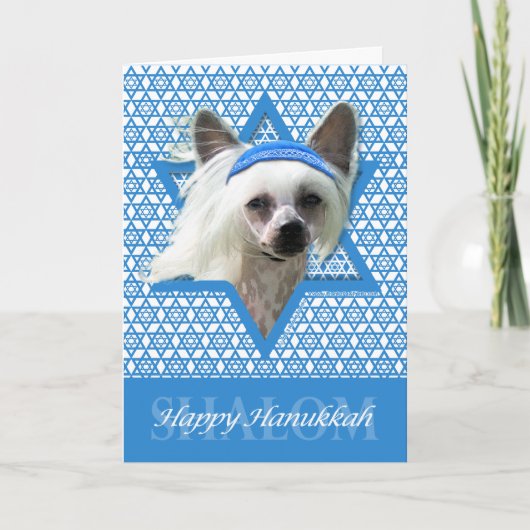 Hanukkah Star van David - Chinese Crested Feestdagen Kaart (Voorkant)