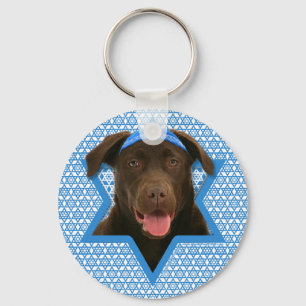 Hanukkah Star van David - Chocolate Labrador Sleutelhanger