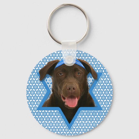 Hanukkah Star van David - Chocolate Labrador Sleutelhanger (Voorkant)